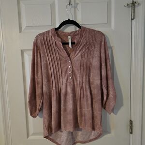 NY Collection Mauve Pleated Blouse